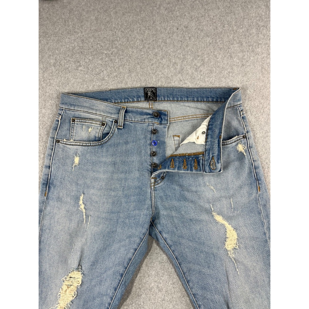 PRPS Windsor Crop Jeans Mens 36x30 Button Fly Skinny Fit Distressed Stretch